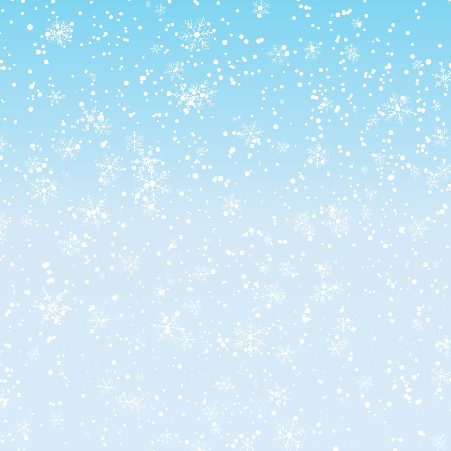 Snow background. Falling snow. Christmas background. Winter snowfall. White snowflakes and stars on blue sky.